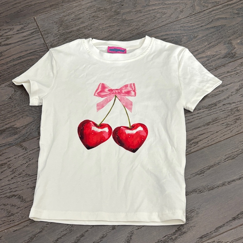 White Kids Shirt with Red Heart Design
